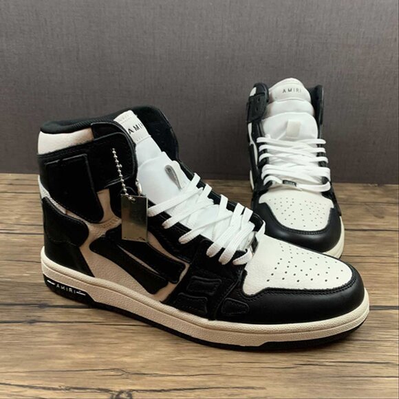 AMIRI Skeleton High Skel top Black And White Unisex Sneakers - Picture 6 of 14